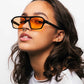 Burt, Geometric sunglasses for men and women orange lens UV400 protection