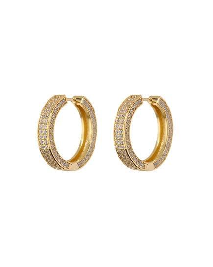 Pave Coco Hinge Hoops-Gold