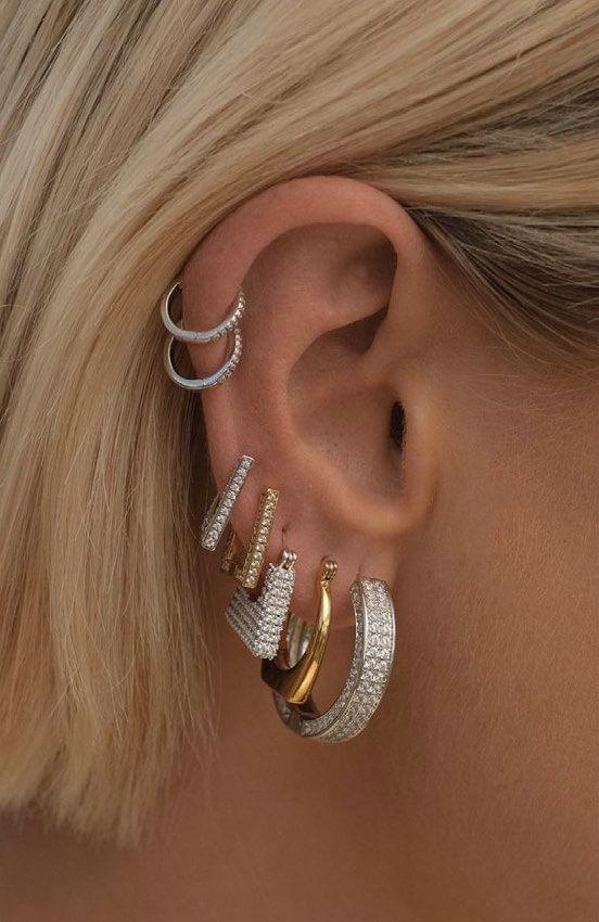 Pave Coco Hinge Hoops-Gold