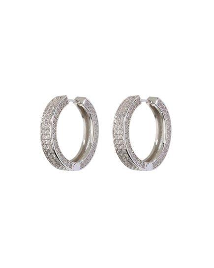 Pave Coco Hinge Hoops-Silver