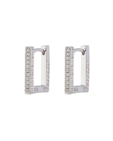 Pave Mini Boxer Hoops-Silver