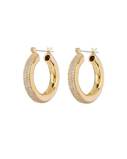 LUV AJ Pave Stripe Baby Amalfi Hoops