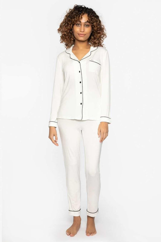 Cream Bamboo Pyjama Set For Women