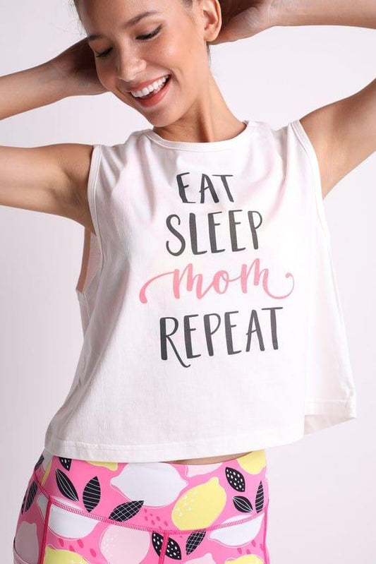 Eat Sleep Mom Repeat Crop Top - Free Size
