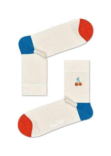 Embroidery Cherry 1/2 Crew Sock For Men