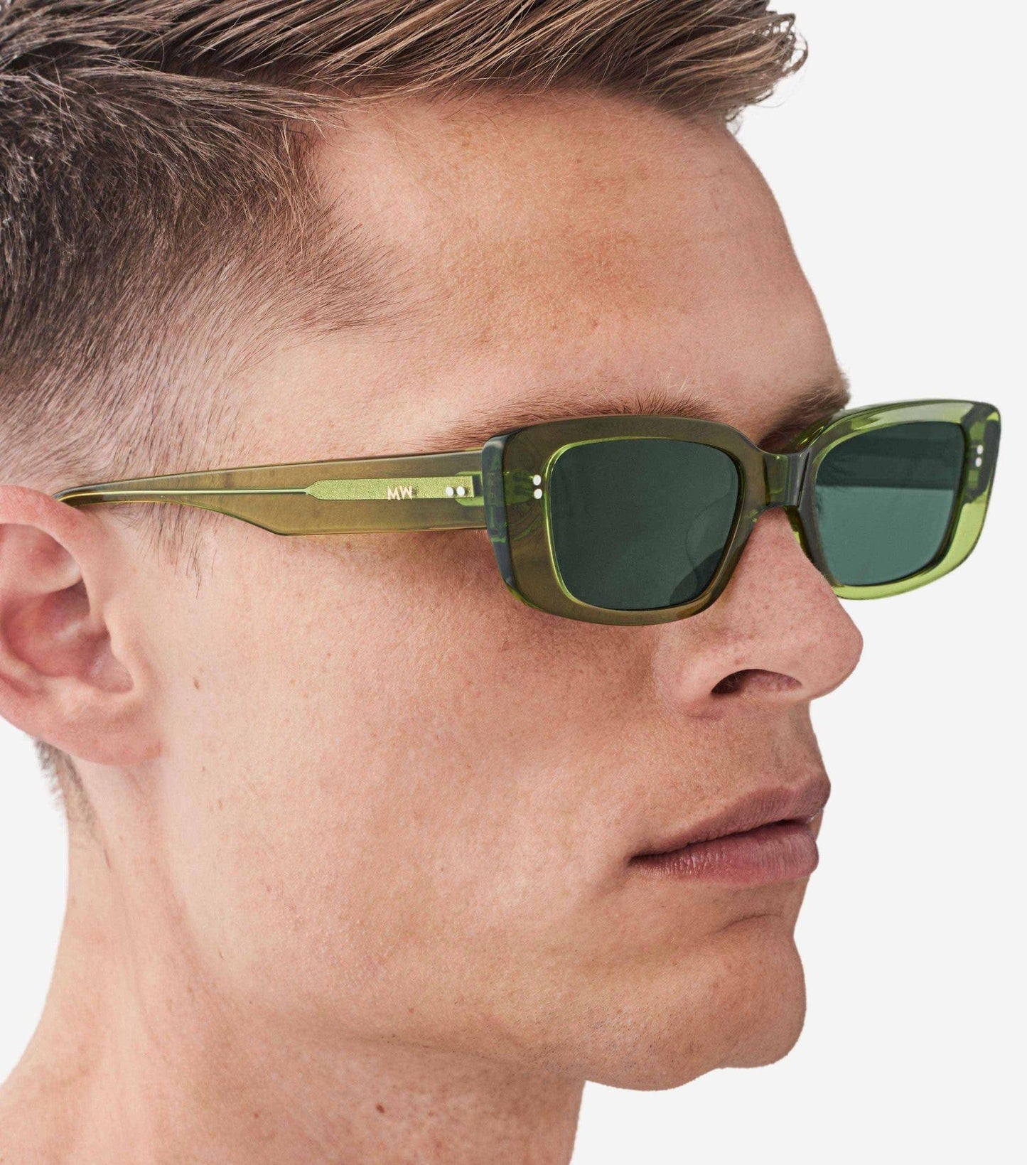 Grace, Rectagular sunglasses for men and women green lens UV400 protection