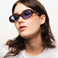 Kurt, oval sunglasses for men and women blue lens UV400 protection