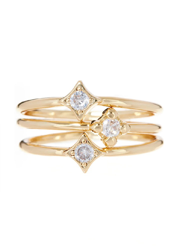 Bezel Charm Ring Set-Gold