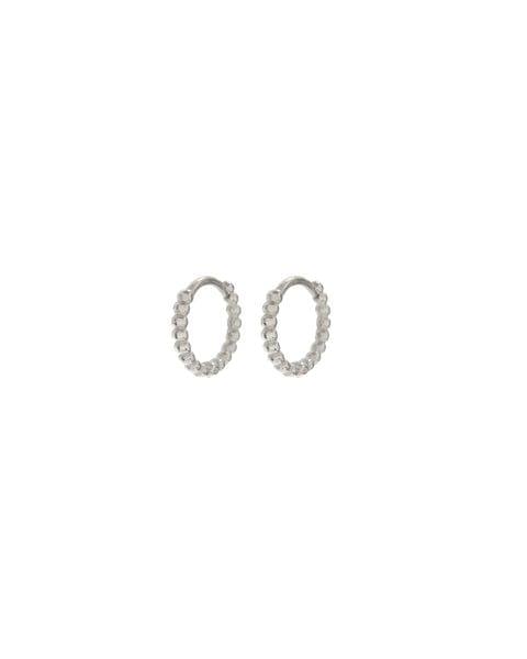 Mini Continuous Beaded Huggies-Silver