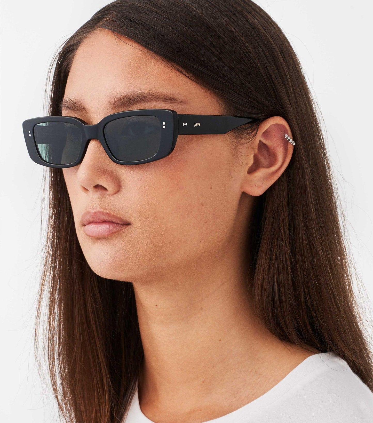Grace, Rectagular sunglasses for men and women black green lens UV400 protection