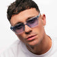 New Corey, Rectangular sunglasses for men and women blue frame lens UV400 protection