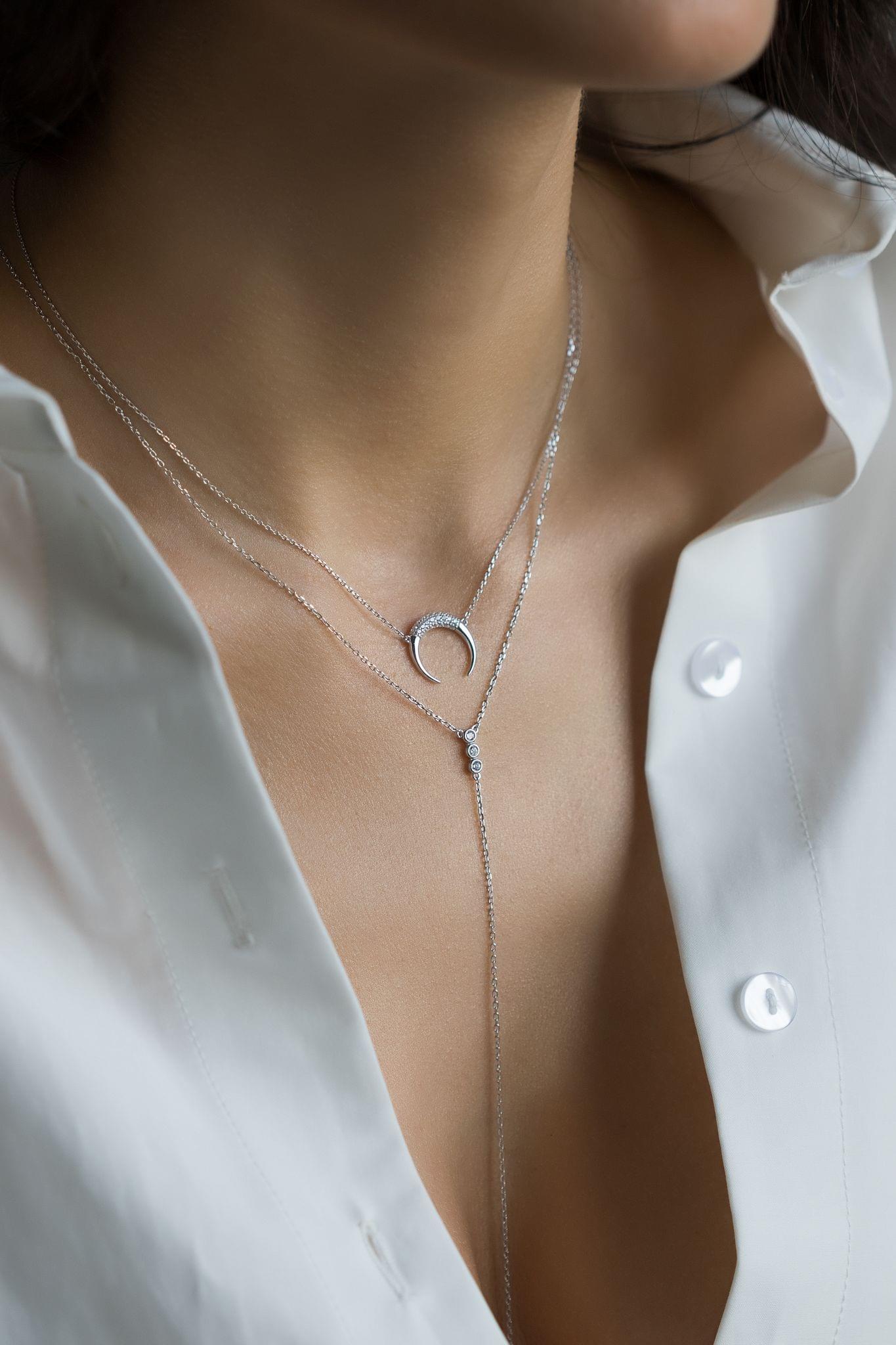 Women's Silver Necklace - P013-37