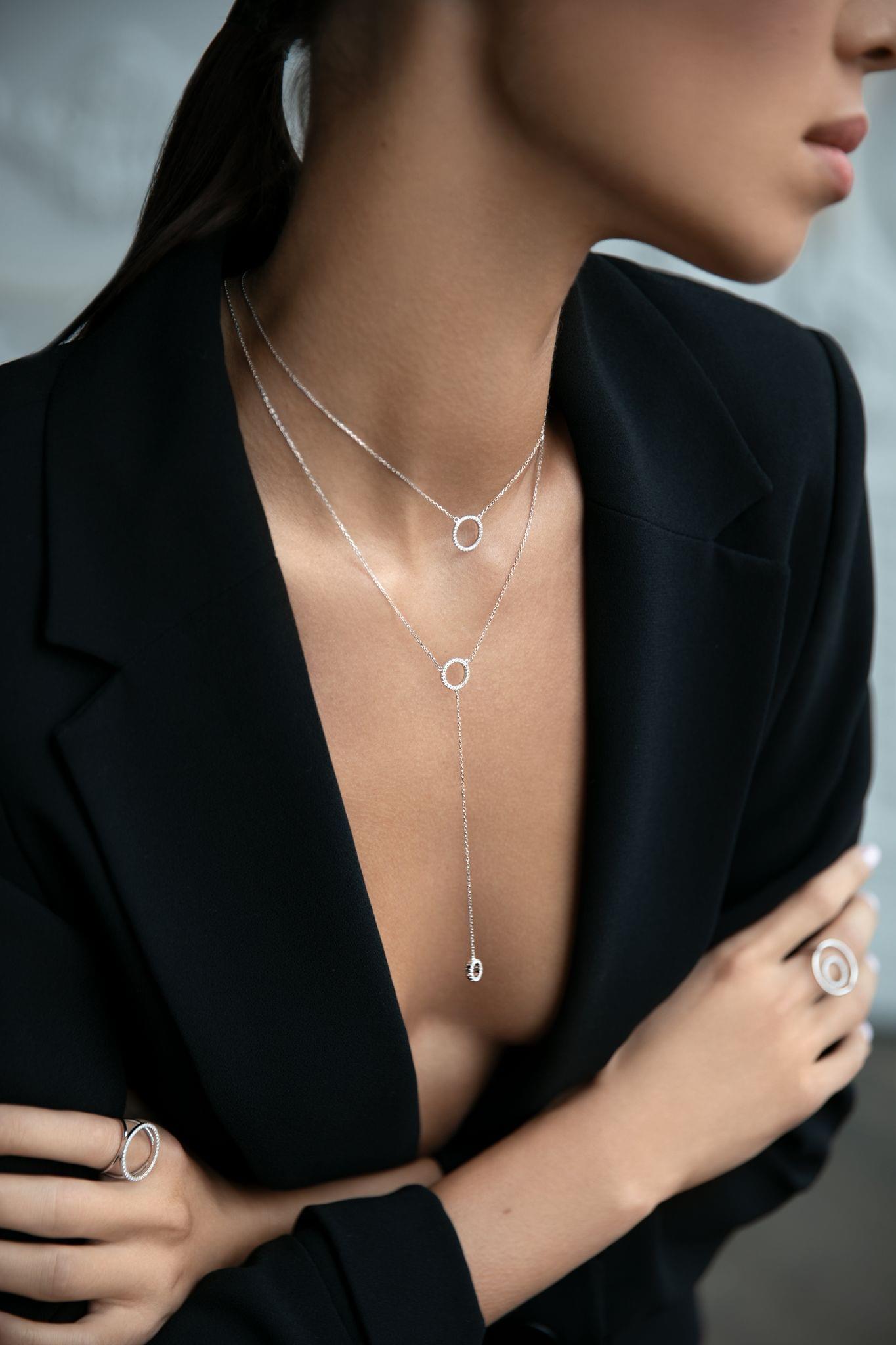 Women's Lariat Circle Necklace - P073
