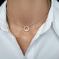 Women's White Enamel Circle Necklace - P113