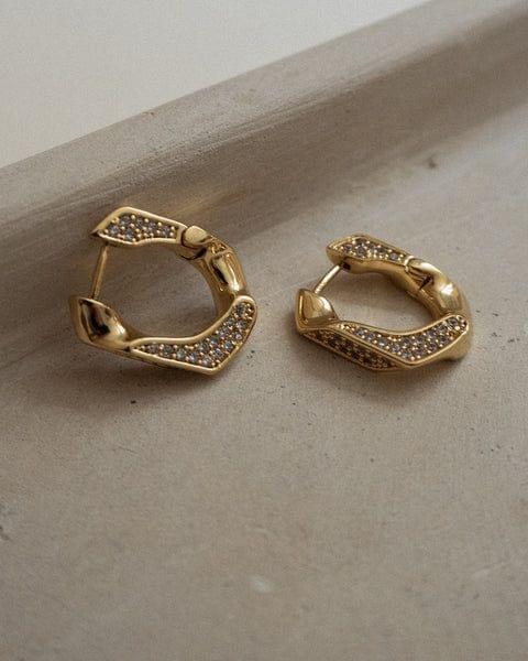 Pave Cuban Link Hoops-Gold
