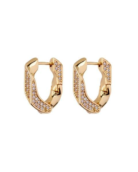 Pave Cuban Link Hoops-Gold