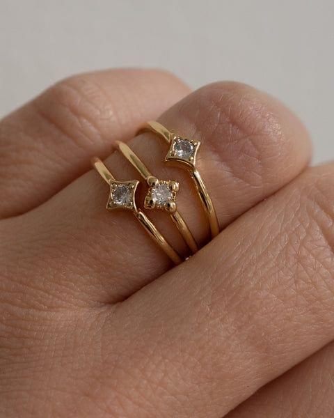 Bezel Charm Ring Set-Gold