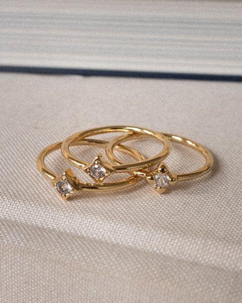 Bezel Charm Ring Set-Gold