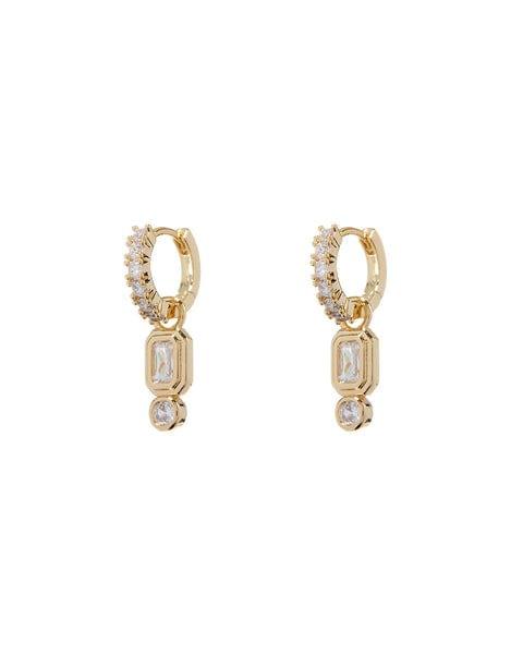 Pyramid Bezel Huggies-Gold