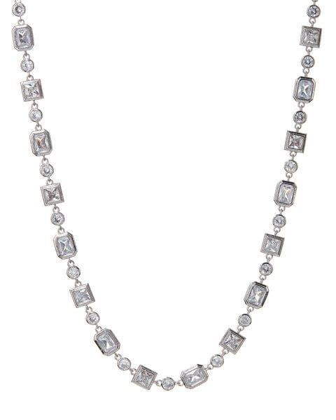 Pyramid Bezel Statement Necklace-Silver