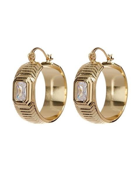 Ridged Pyramid Hoops-Gold