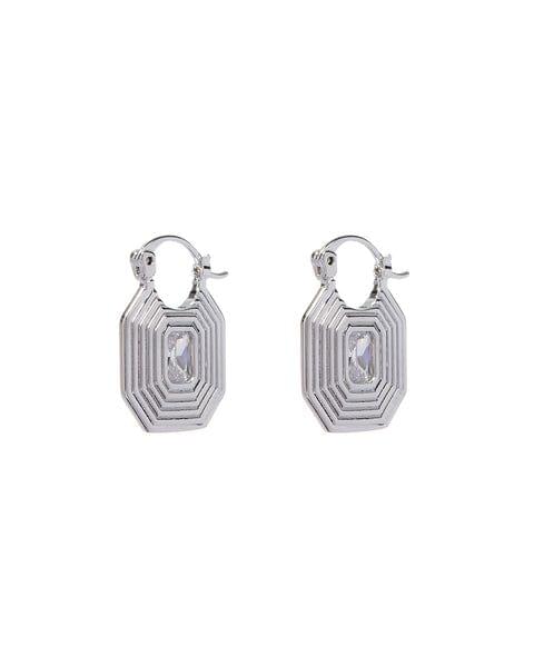Ridged Pyramid Pendant Earrings-Silver