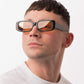 ROXIE, Rectangular sunglasses for men and women orange lens UV400 protection