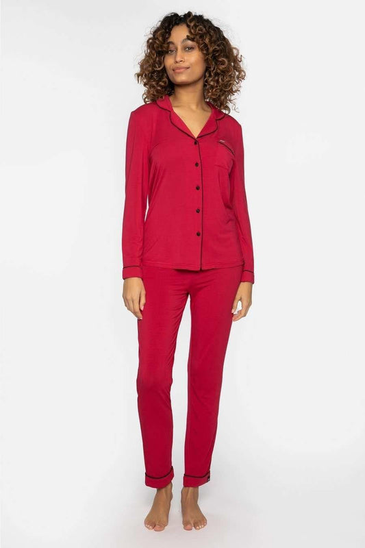Scarlet Color Bamboo Pyjama Set For Women