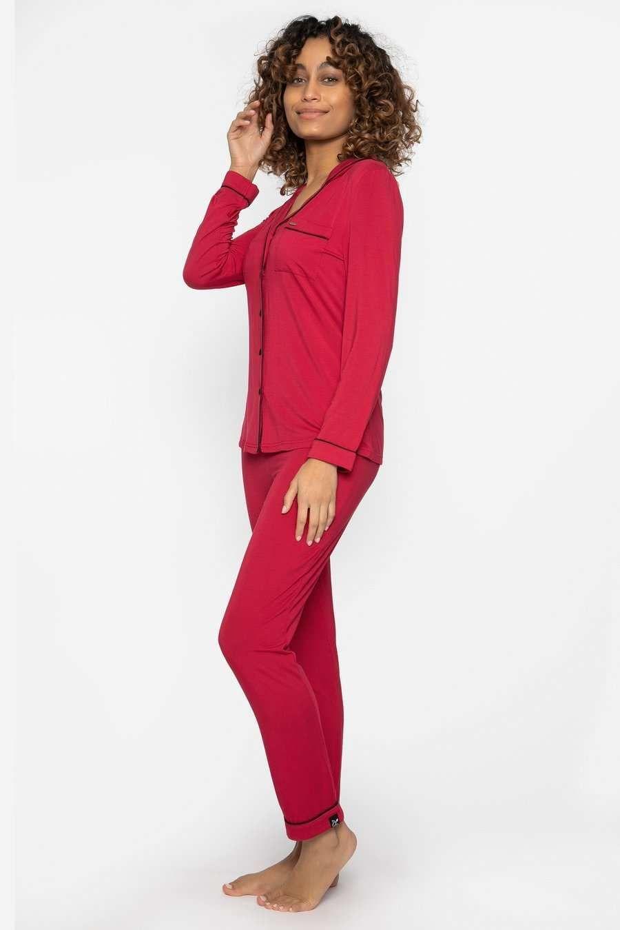 Scarlet Color Bamboo Pyjama Set For Women